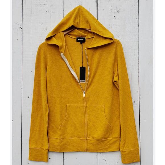 Monrow SuperSoft Long Sleeve Hoodie Mustard Yellow Size M NWT - Picture 1 of 6